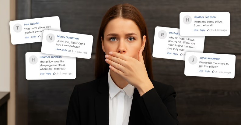 Hotel manager surrounded by guest questions