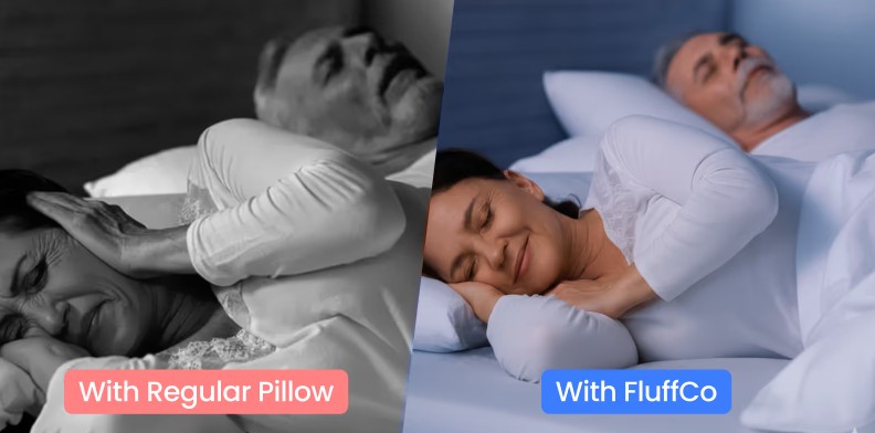 With regular pillow versus with FluffCo